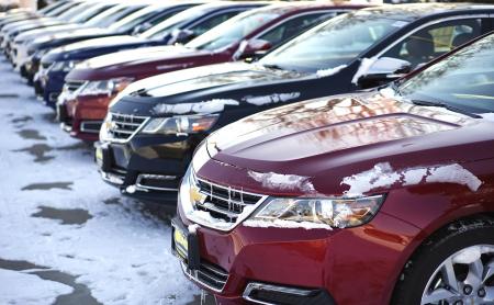 © Rick Milking/Reuters. A line of Chevrolet autos made by General Motors are seen for sale at a dealer in Wheat Ridge, Colorado.