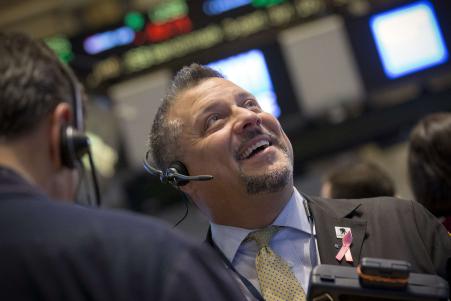 © Reuters/Brendan McDermid. The Dow Jones Industrial Average soared more than 150 points Thursday after investors cheered a slight pullback in the U.S. dollar rally. The U.S. dollar index fell about 1 percent Thursday after surging to multiyear highs against the euro and the Japanese yen this week, driven by speculation that the U.S. Federal Reserve could raise interest rates soon.<br/>