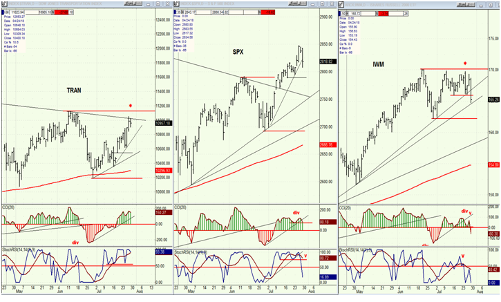 TRAN, SPX, IWM (daily)