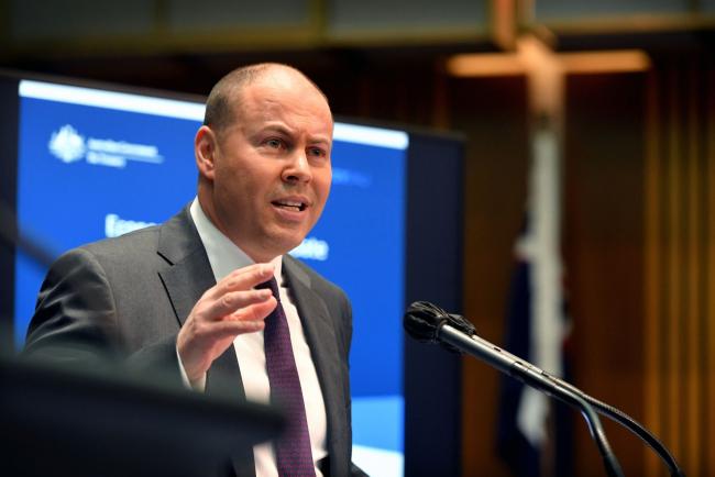 © Bloomberg. Josh Frydenberg, Australia's treasurer, speaks during a news conference in the Main Committee Room at Parliament House in Canberra, on Thursday, July. 23, 2020. Australia's budget deficit will blow out to a post-War record amid a surge in spending to plug a virus-induced gaping economic hole and collapse in revenue.