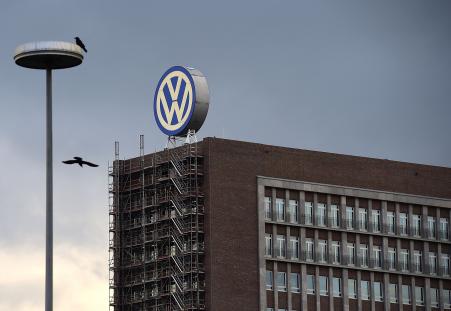 © Alexander Koerner/Getty Image. Volkswagen Group headquarters in Wolfsburg, Germany, during sunset Sept. 23, 2015. The company is embroiled in a scandal over the use of devices to foil emissions control tests.