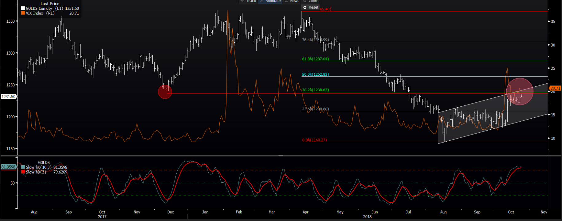 Spot Gold Vs The VIX Index 