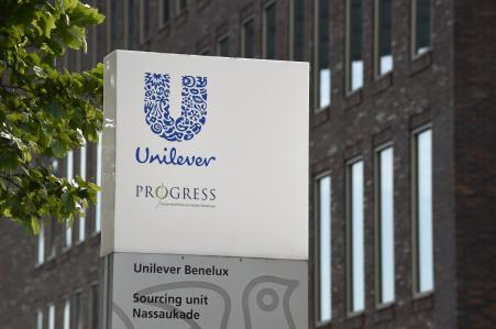 © Getty Images/AFP/John Thys. A logo of Unilever is seen at the company's headquarters in Rotterdam, the Netherlands, on June 5, 2015.