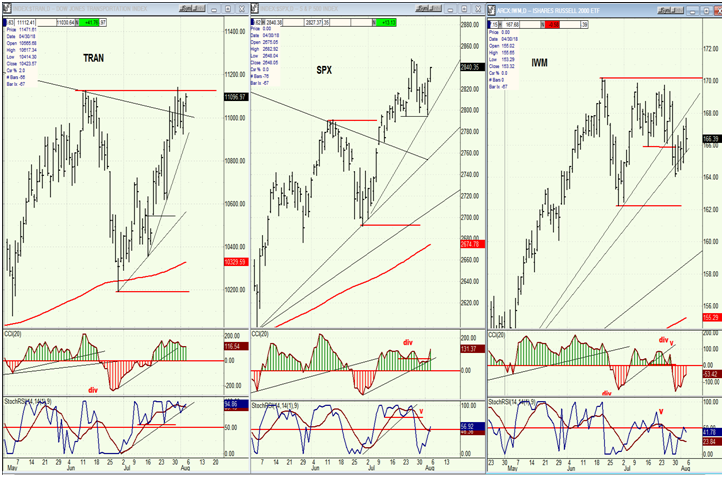 TRAN,SPX,IWM (daily)