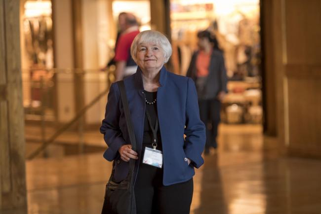 © Bloomberg. Janet Yellen, former chair of the U.S. Federal Reserve, arrives for dinner during the Jackson Hole economic symposium, sponsored by the Federal Reserve Bank of Kansas City, in Moran, Wyoming, U.S., on Thursday, Aug. 22, 2019. Over the past two decades, central bankers have used the annual symposium to plot out and signal changes in monetary policy. With global recession fears growing and bond yields tumbling, this week's gathering is one of the most anticipated in years.