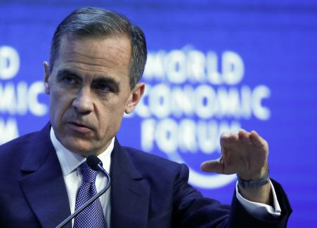 © Reuters/Ruben Sprich. Mark Carney, Governor of the Bank of England, gestures during the session 'The Global Economic Outlook' in the Swiss mountain resort of Davos January 24, 2015.