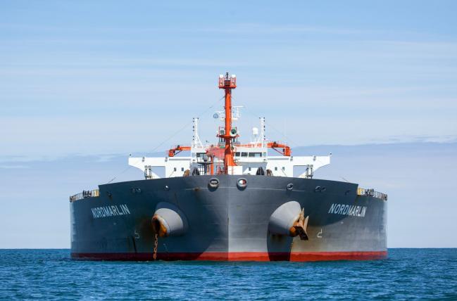 © Bloomberg. The Nordmarlin, a crude oil tanker operated by Nord Group, anchors off the coast of Southwold, U.K., on Friday, May 15, 2020. Nine tankers carrying about 5.58 million barrels of North Sea crude that loaded in April are floating off U.K. ports, according to ship-tracking data compiled by Bloomberg. Photographer: Chris Ratcliffe/Bloomberg